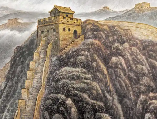 邹玉利许仁龙万里长城龙抬头国画山水办公室客厅高清微清微国画