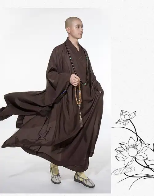 北全 僧服海青居士服佛系男女款出家人长褂和尚僧衣僧侣禅修服 咖啡色