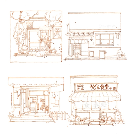 ▽ 线稿 日漫里的小房子