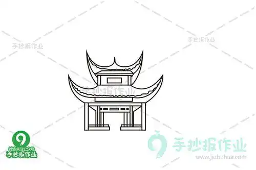 亭子卡通手绘简笔画 简笔画图片大全-普车都