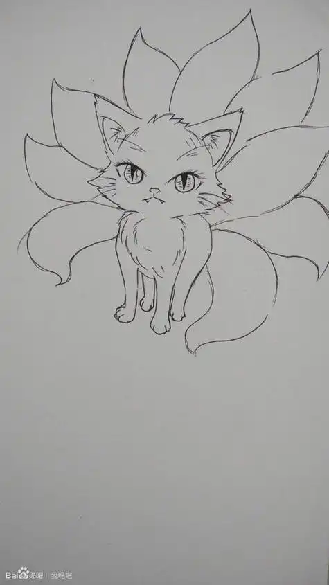 九尾狐简笔画简单又漂亮可爱九尾狐怎么画可爱九尾狐简笔画步骤简笔画