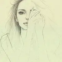 女人素描画微信头像