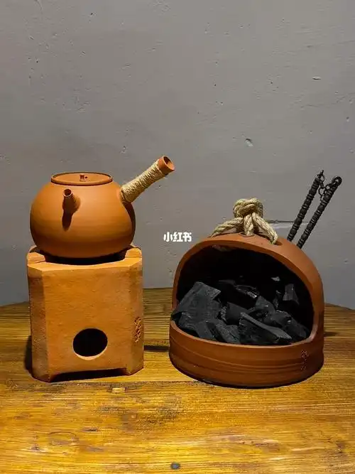 茶具好物推荐#潮州工夫茶具#炭炉煮茶#红泥小火炉#水木砂铫#砂铫#炭