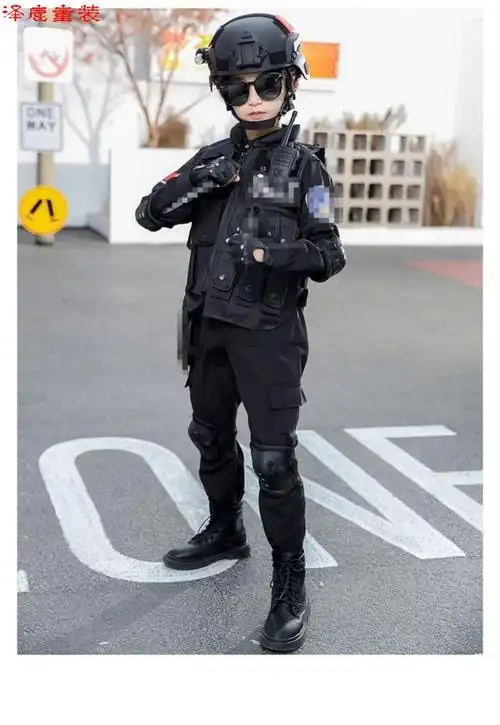 小憨鹿儿童警察男服装特种警察衣服装备全套小交警演出服夏令营特训