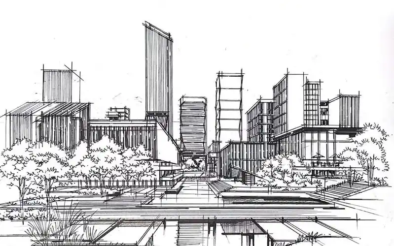 手绘线稿建筑