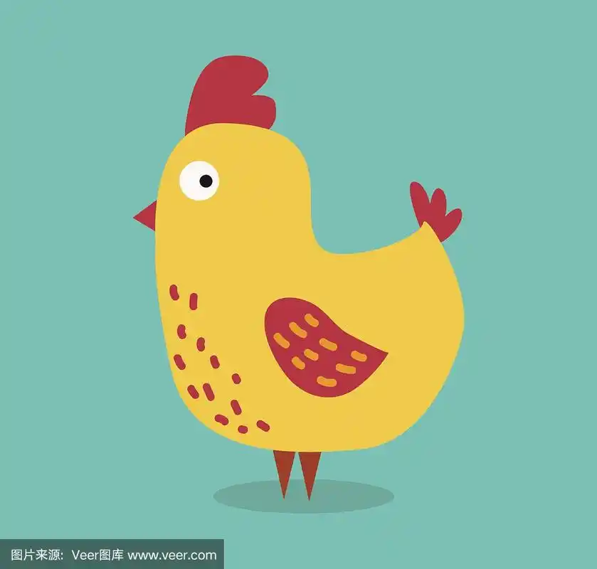 可爱的卡通鸡矢量插图