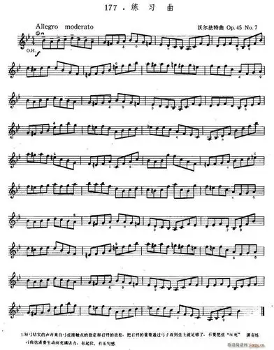 沃尔法特op45 no7 练习曲 歌谱简谱网