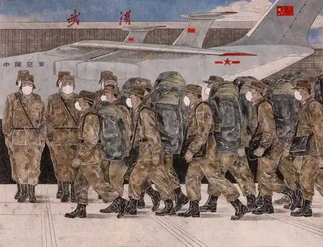 众志成城抗击疫情美术家在行动之中国画篇三