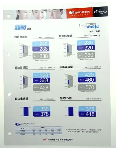 安全抗冲击明月镜片超韧不破不碎高清晰非球面树脂近视镜片