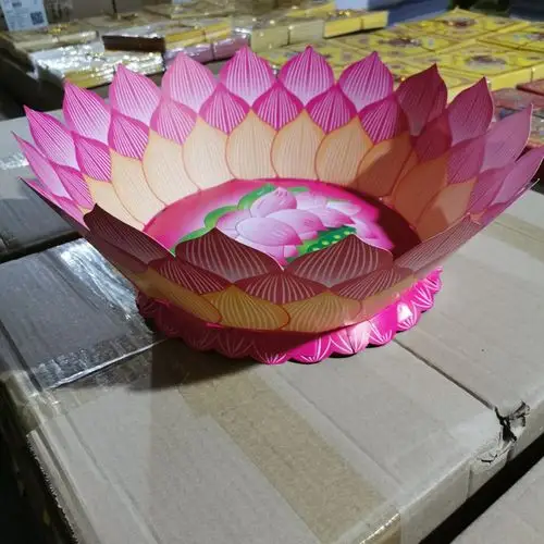 聚宝盆莲花盆招财盆 佛教道教祭祀用品纸扎活烧纸冥币装金砖元宝