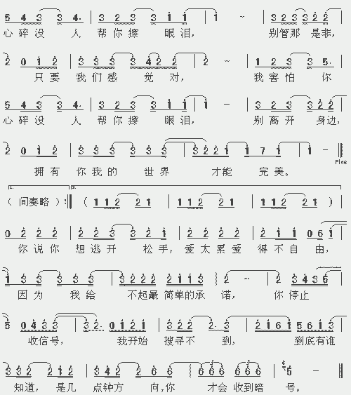 暗号1_歌谱简谱_哆来咪123曲谱网