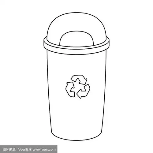 回收垃圾桶图标在轮廓风格孤立