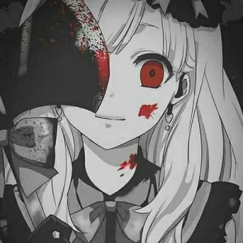 恐怖带血动漫女生头像