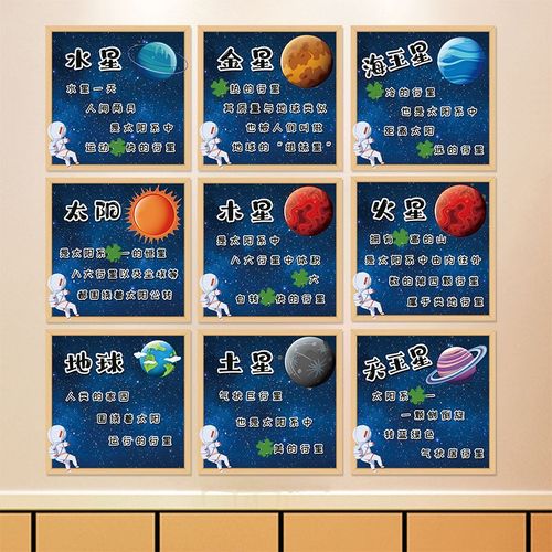 幼儿园科探科学区主题环创布置装饰防水墙贴八大行星九大星系介绍