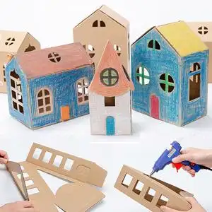 纸箱房子儿童纸盒屋瓦楞纸板玩具幼儿园涂鸦diy纸屋手工制作房子杨