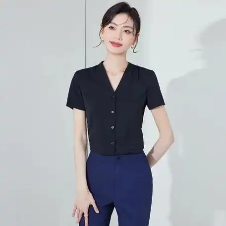 衬衫女新款气质条纹职业装洋气百搭休闲白领工装套装 - 17网