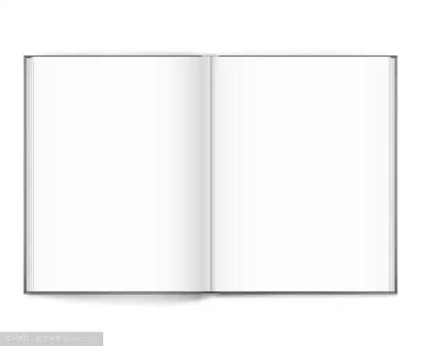 翻开的书的空白页,封面在白色背景上