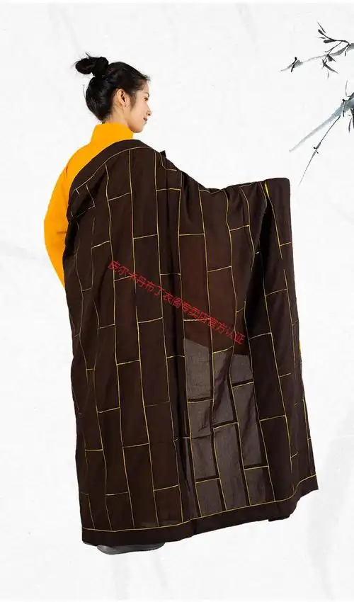 皮尔卡丹品牌高档男装 咖啡色台麻祖衣忏衣搭衣袈裟僧服僧袍僧衣唐僧