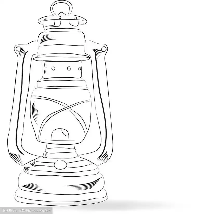 素描旧煤油灯