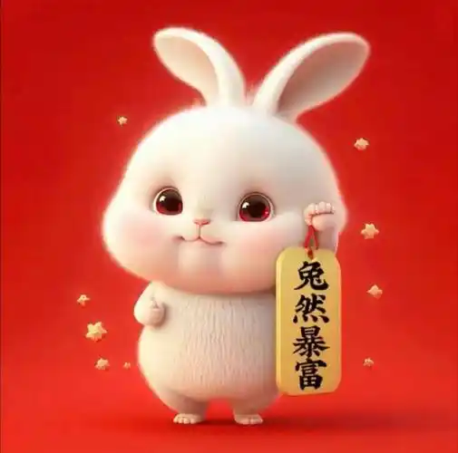 2023兔年四字成语春节祝福语 新年快乐吉祥语兔子头像图片_万事胜