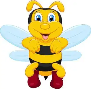 白色背景上有趣的蜜蜂卡通照片