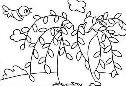 柳树怎么画简笔画春天柳树简笔画的画法简笔画柳树的画法_天天简笔画