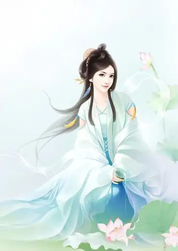 手绘插画古风手绘古装美女清水幽扬奈河桥畔忘川之侧碧波冷淡