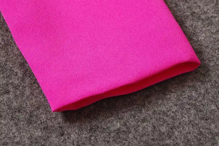 2014秋季新款 欧美女装 批发 走秀款 玫红色长袖修身连衣裙w66