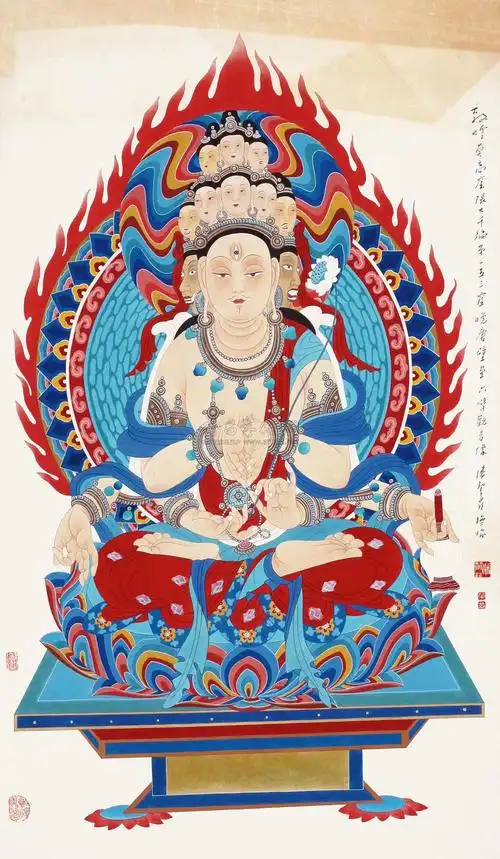 【六臂观音像 立轴 设色纸本】拍卖品_图片_价格_鉴赏_绘画_雅昌艺术