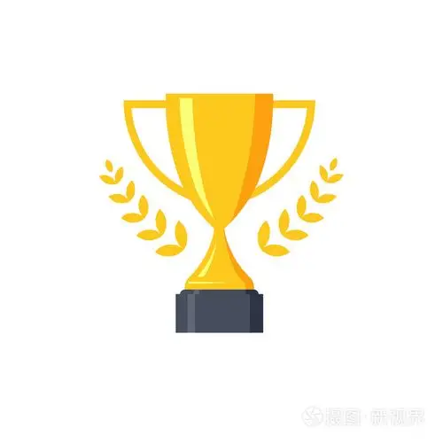 最佳奖杯冠军向量杯平面图标.冠军杯冠军奖杯奖和胜利插画-正版商用图