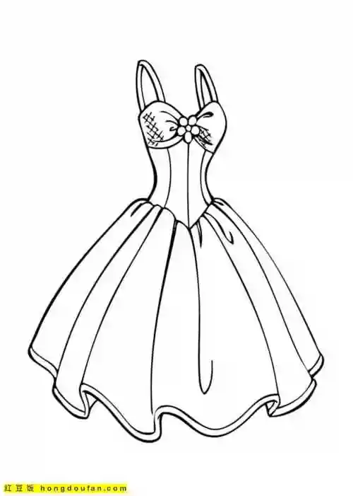 11张免费连衣裙长裙公主裙卡通涂色简笔画 | 红豆饭小学生简笔画大全