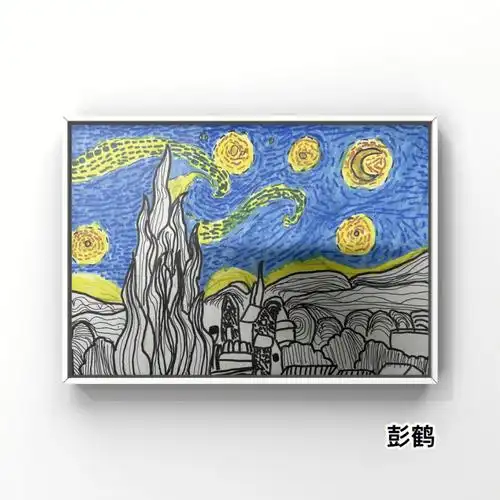 大师创新星月夜线描