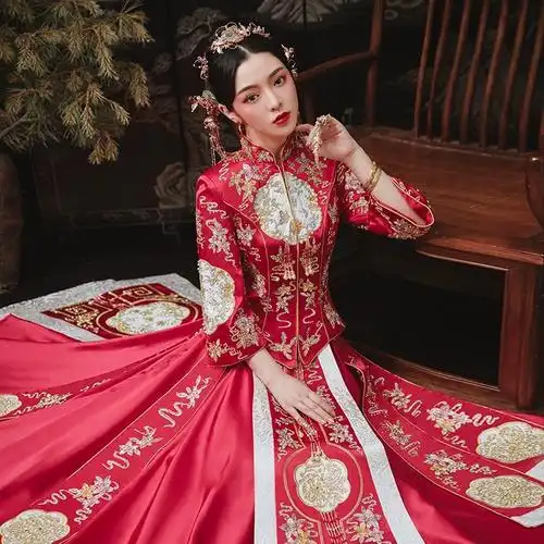 秀禾服新款出阁服中式新娘结婚礼服女古装嫁衣龙凤褂新娘服