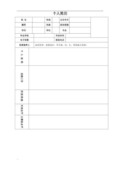 个人简历自荐信手写版