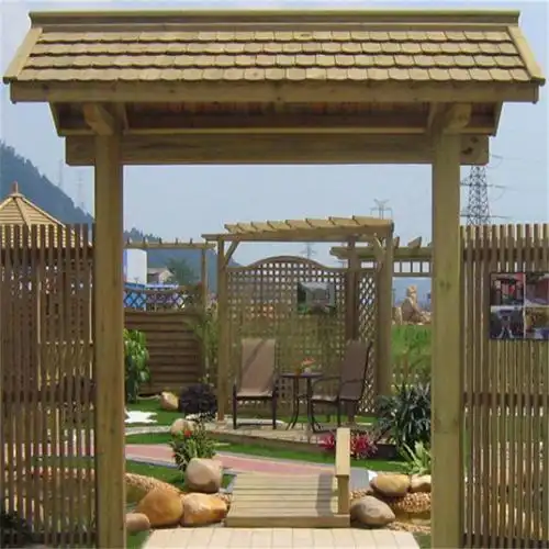 河南防腐木门头 生态园门楼价格 新农村改造定制 木质门楼牌坊