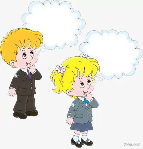 思考的小学生png素材透明免抠图片-卡通手绘