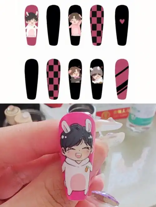 肖战王一博cp美甲