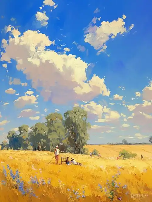 秋天的田野里一片欣欣向荣的景象