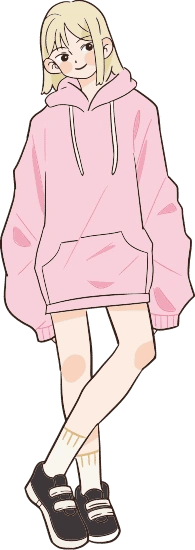 漫画风人物插画-穿卫衣的女孩