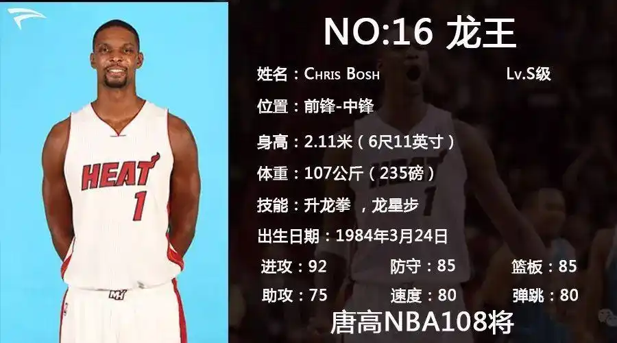唐高nba108将|龙王,波什!