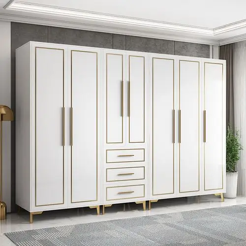 轻奢白色二门衣柜卧室平开门组合衣柜现代简约经济型衣橱储物柜子