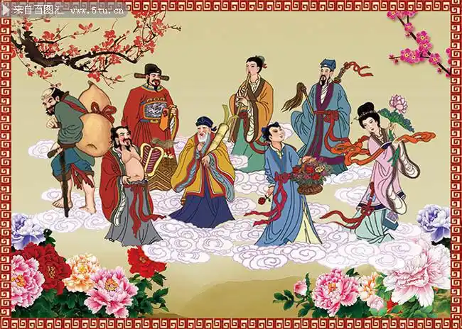 八仙过海年画图片素材
