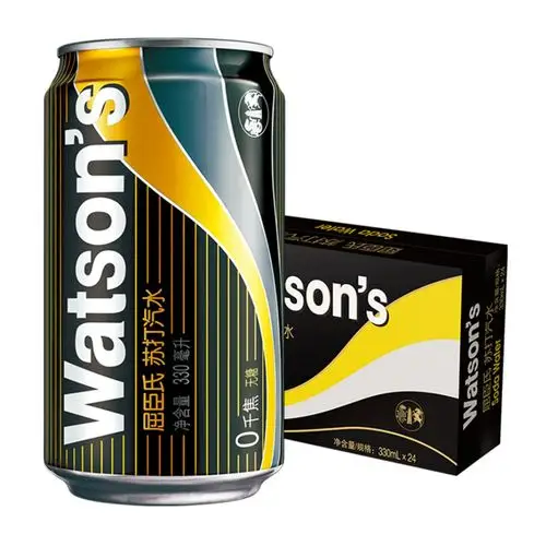 屈臣氏原味苏打汽水330ml24罐整箱无糖零卡苏打水气泡水饮料调酒