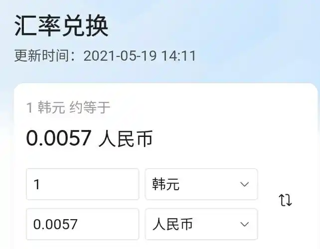 1万韩元等于多少人民币