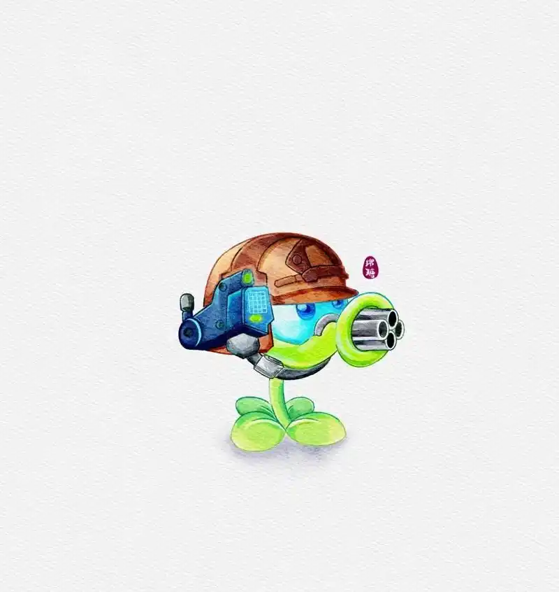 水彩绘画|暗影腕豆|植物大战僵尸 植物大战僵尸里面的无装扮暗影豌豆