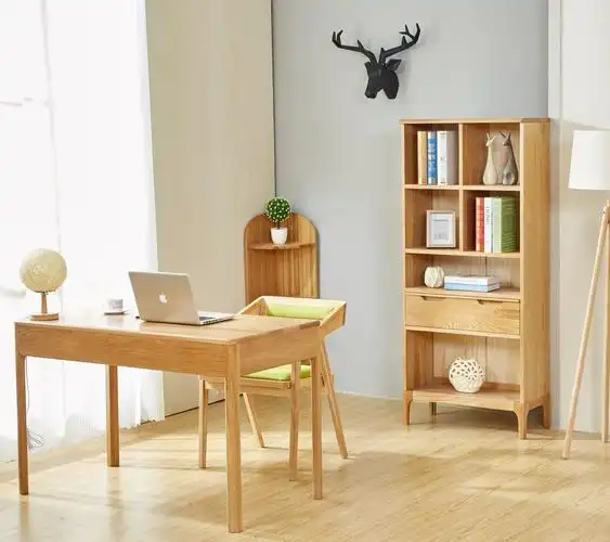 北欧现代简约实木书桌 日式小户型白橡木办公桌黑胡桃原木定制
