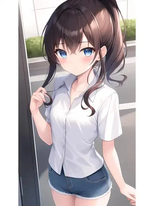 夏季衬衫短发阳光女孩动漫二次元绘画人物