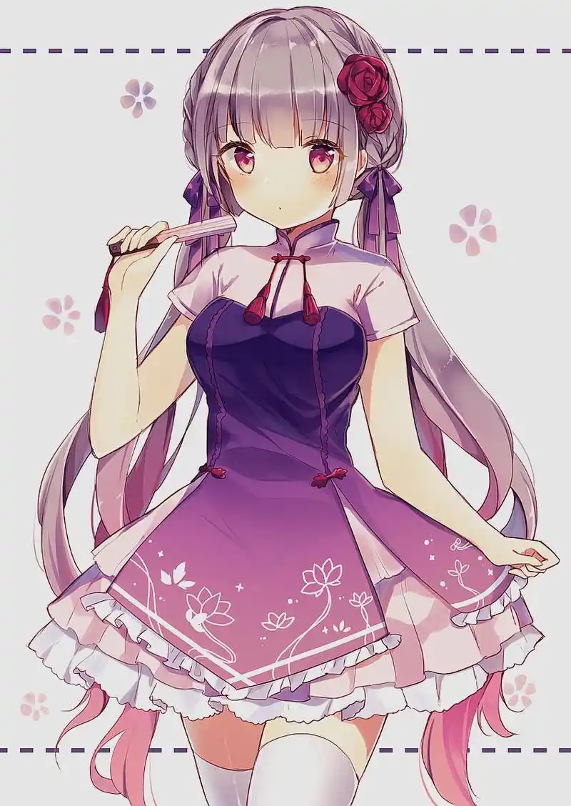 中国风可爱漫画少女:绣罗衣裳照暮春,蹙金孔雀银麒麟