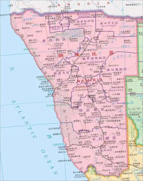 纳米比亚地图中文版高清