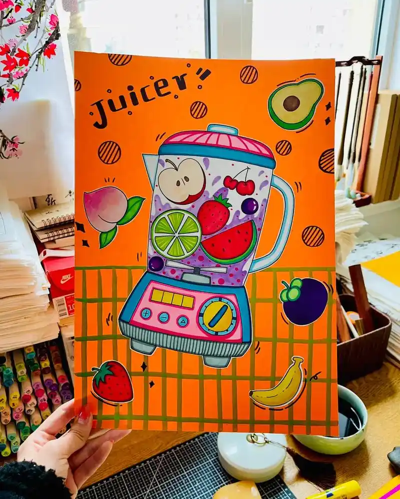 榨汁机#创意美术#儿童画@抖音小助手 - 抖音